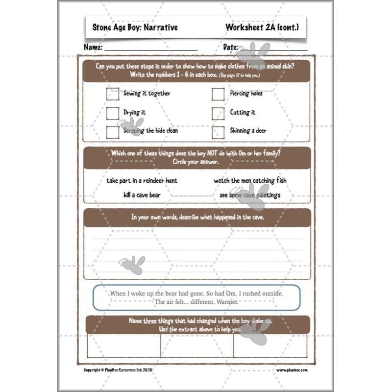 PlanBee Stone Age Boy Planning KS2 | Year 3 English Lessons