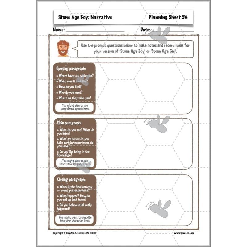 PlanBee Stone Age Boy Planning Year 3 English Lessons