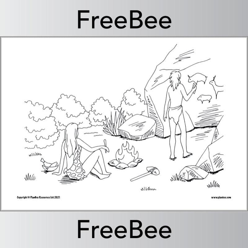 PlanBee Free Stone Age Colouring Printables by PlanBee