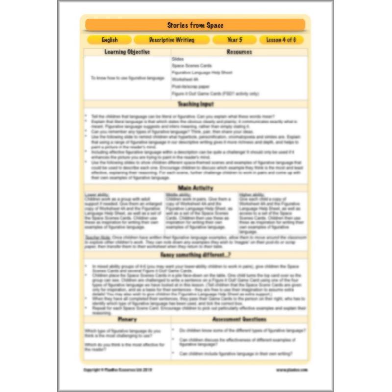 PlanBee Descriptive Writing Lesson Plans | Stories from Space KS2