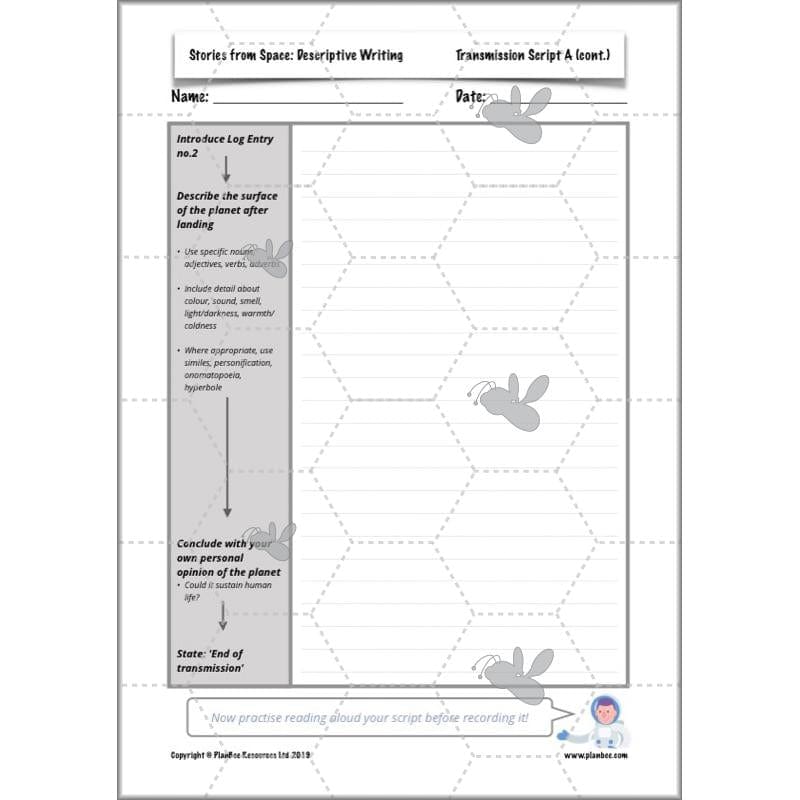 PlanBee Descriptive Writing Lesson Plans | Stories from Space KS2