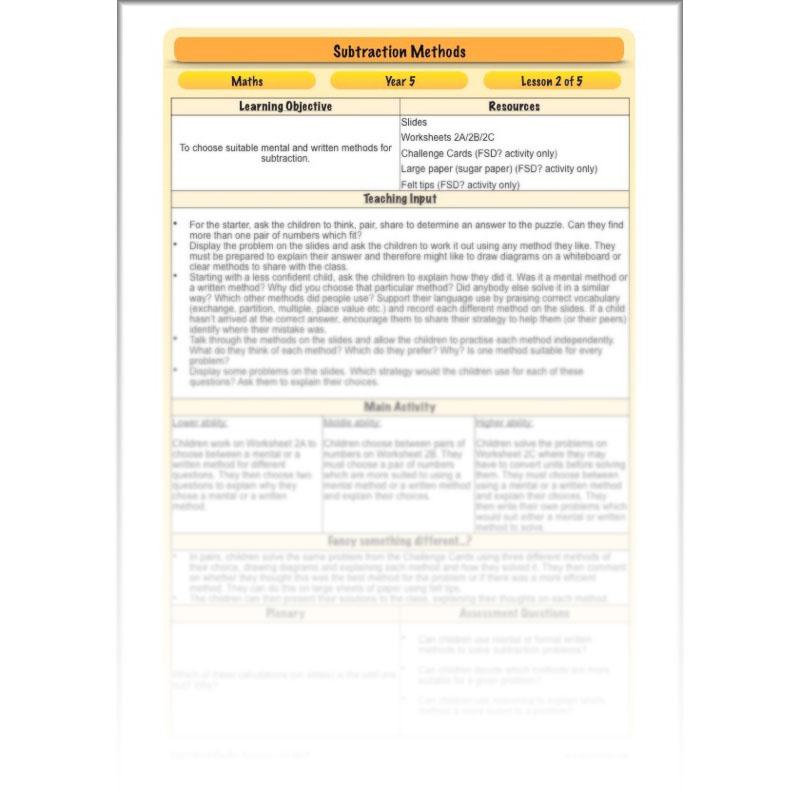 PlanBee Subtraction Methods - KS2 - Year 5 Maths - Addition and Subtraction