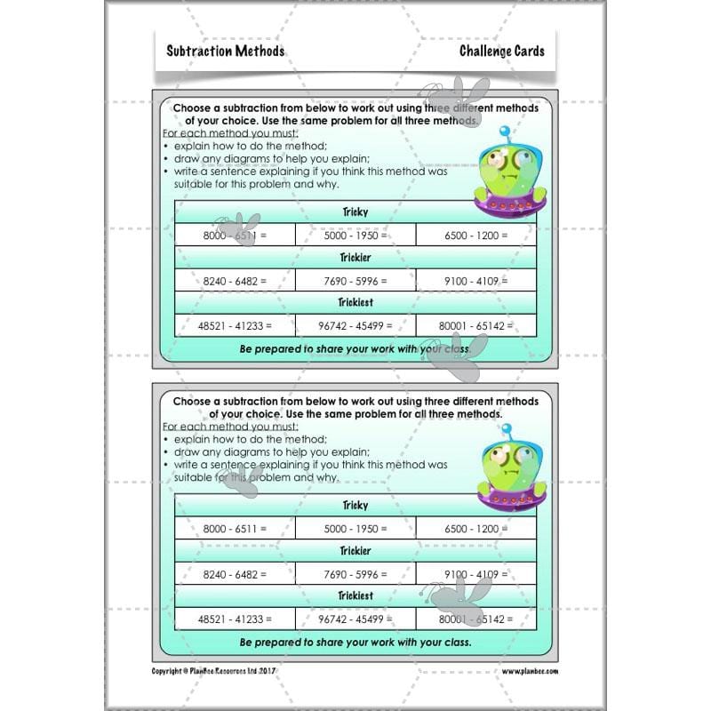 PlanBee Subtraction Methods - KS2 - Year 5 Maths - Addition and Subtraction