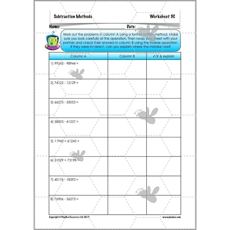 PlanBee Subtraction Methods - KS2 - Year 5 Maths - Addition and Subtraction