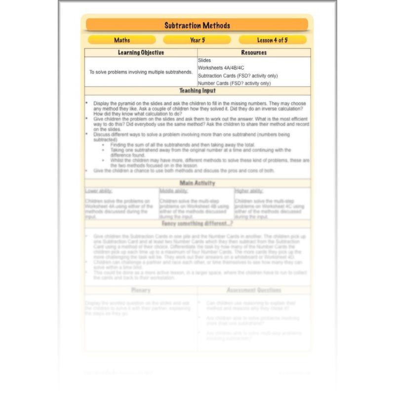 PlanBee Subtraction Methods - KS2 - Year 5 Maths - Addition and Subtraction