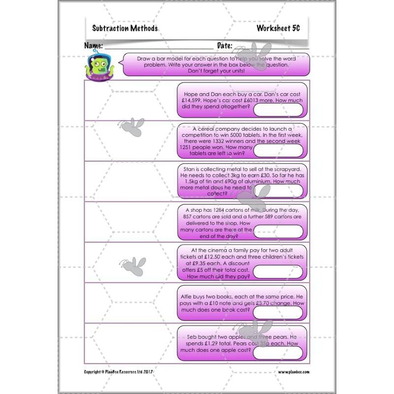 PlanBee Subtraction Methods - KS2 - Year 5 Maths - Addition and Subtraction