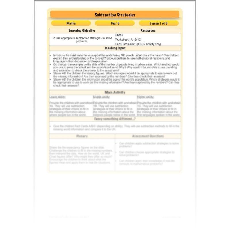 PlanBee Subtractions Strategies - Complete Year 6 Maths Lesson Plans - PlanBee