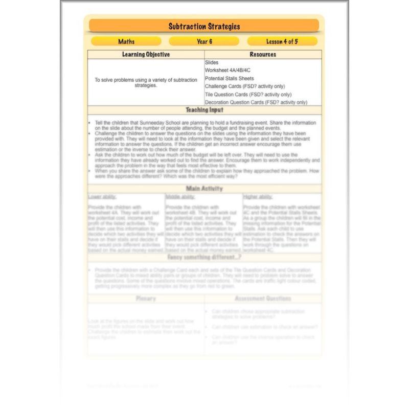 PlanBee Subtractions Strategies - Complete Year 6 Maths Lesson Plans - PlanBee