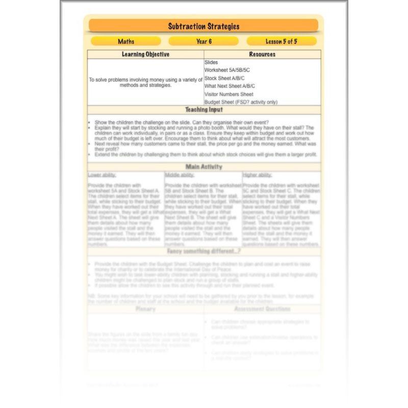PlanBee Subtractions Strategies - Complete Year 6 Maths Lesson Plans - PlanBee
