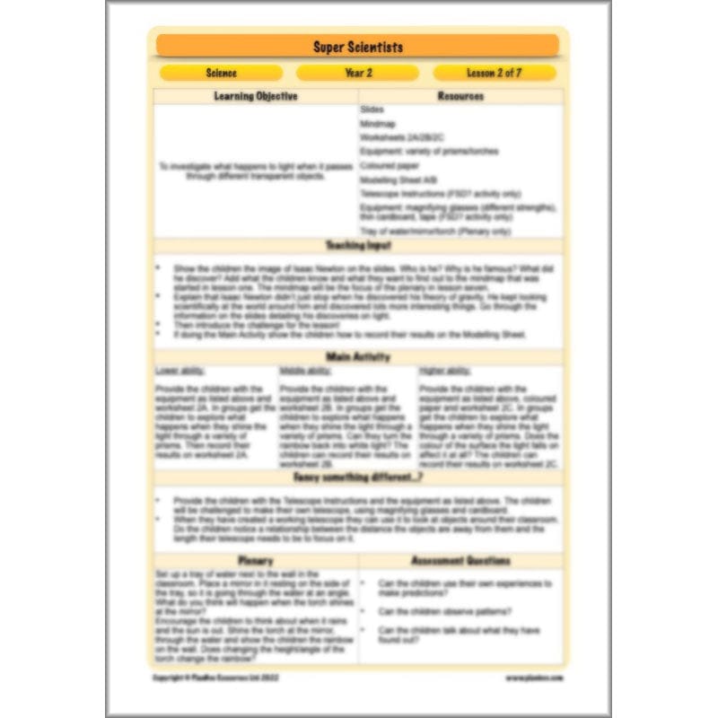 PlanBee Super Scientists Year 2 Working Scientifically | PlanBee