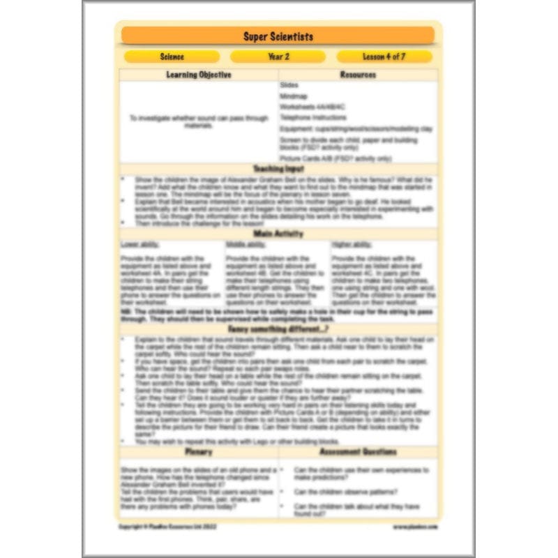 PlanBee Super Scientists Year 2 Working Scientifically | PlanBee