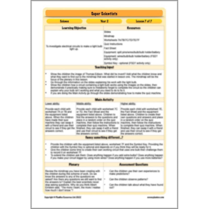 PlanBee Super Scientists Year 2 Working Scientifically | PlanBee