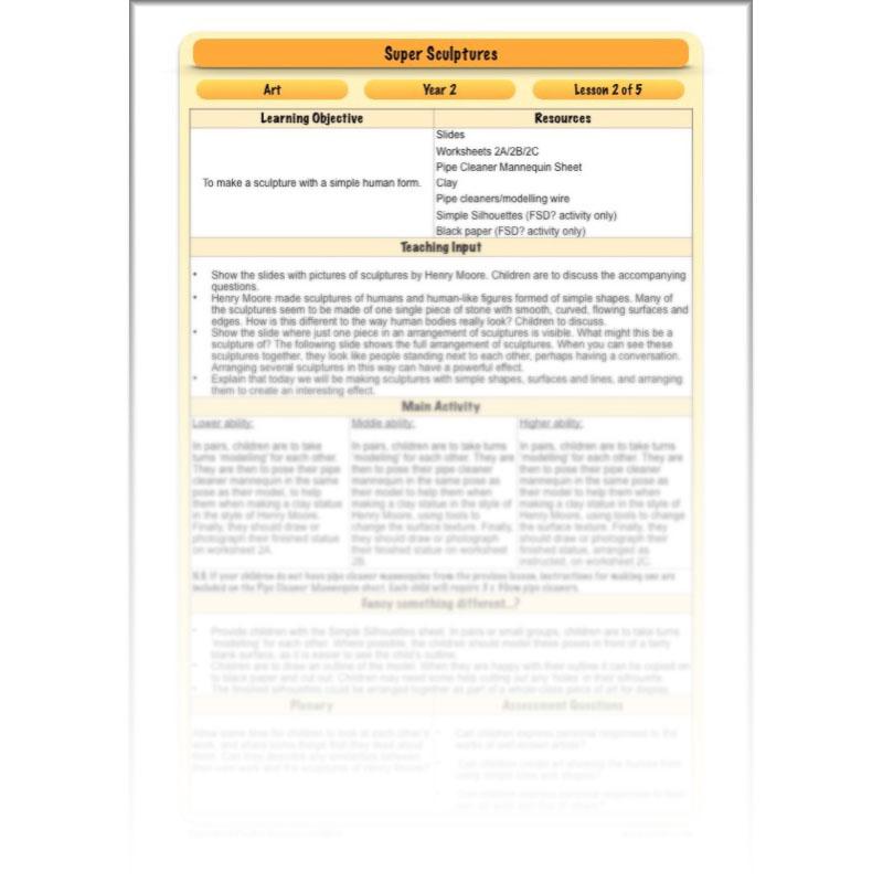 PlanBee Super Sculptures: KS1 Art Lesson Plans and Resources from PlanBee