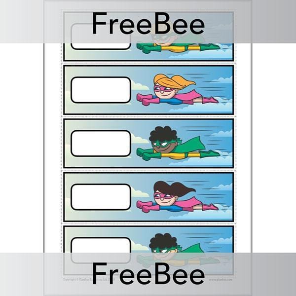 Free Downloadable Superhero Classroom Labels by PlanBee