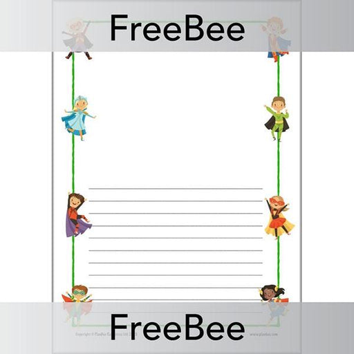 Free Superhero Writing Frames Page Borders Half Ruled by PlanBee