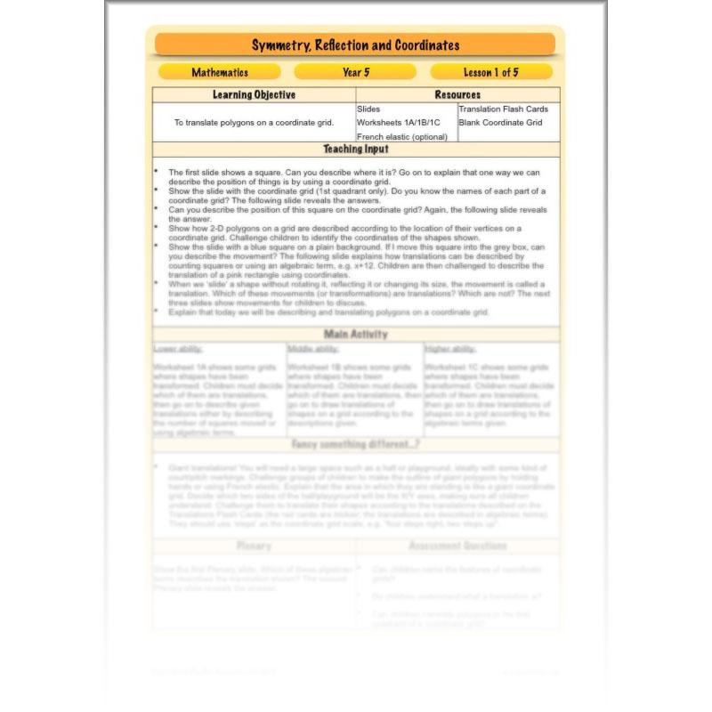 PlanBee Symmetry, Reflection & Coordinates Year 5 Maths 