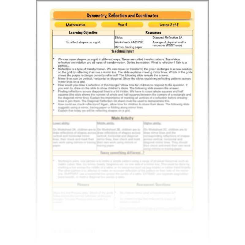 PlanBee Symmetry, Reflection & Coordinates Year 5 Maths 