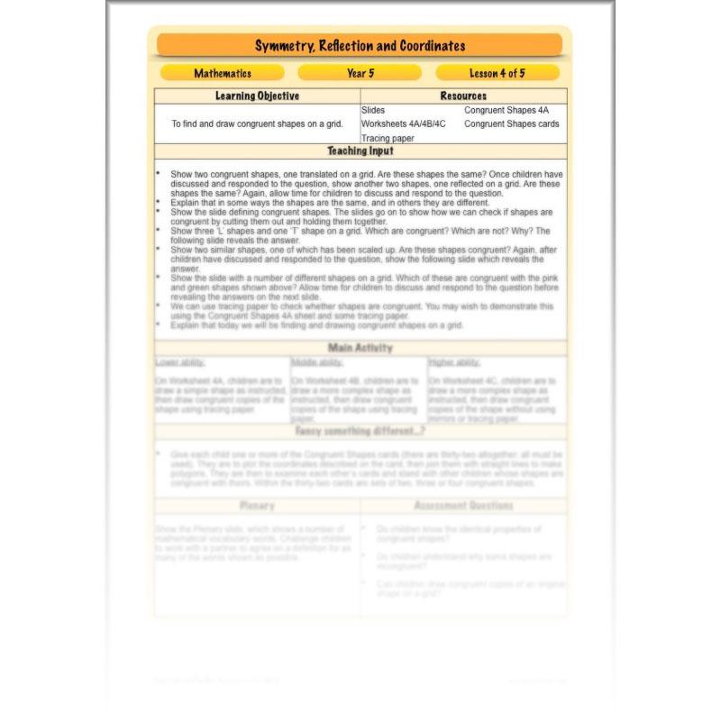 PlanBee Symmetry, Reflection & Coordinates Year 5 Maths 