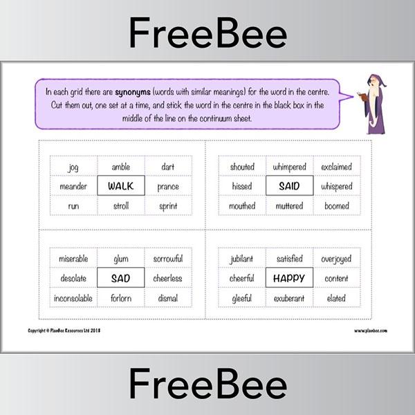 PlanBee Printable Synonym Worksheet by PlanBee