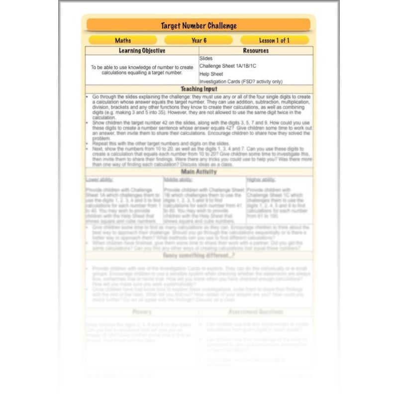 PlanBee Target Maths Year 6 Target Number Challenge Lesson | PlanBee