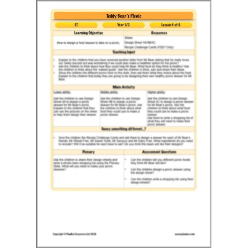 PlanBee Teddy Bears Picnic Ideas and DT Lessons by PlanBee