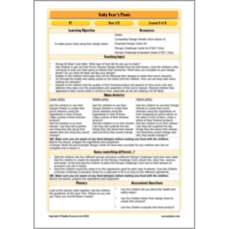 PlanBee Teddy Bears Picnic Ideas and DT Lessons by PlanBee