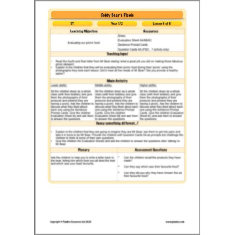 PlanBee Teddy Bears Picnic Ideas and DT Lessons by PlanBee