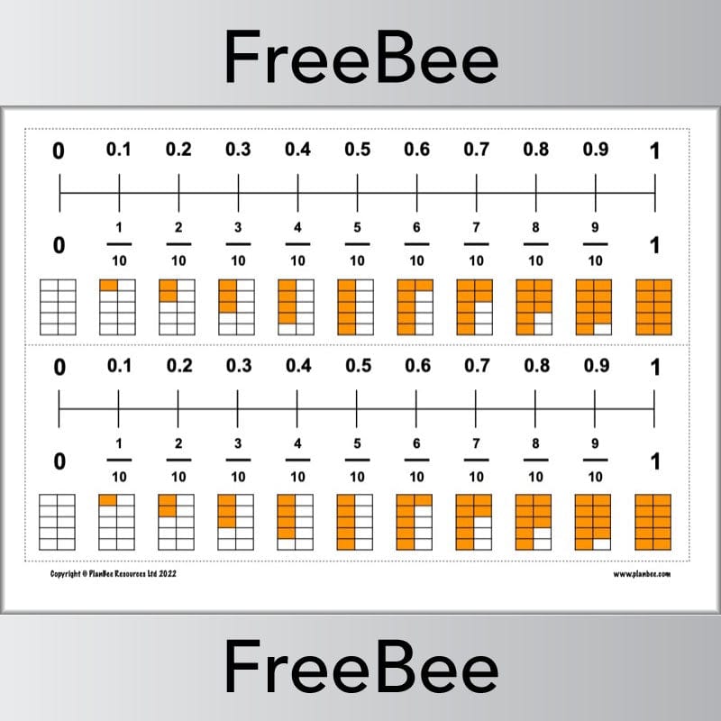 PlanBee FREE Tenths on a Number Line printable by PlanBee