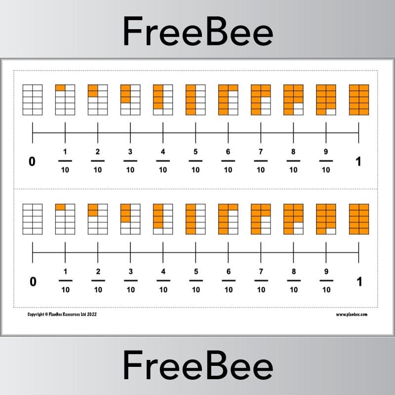 PlanBee FREE Tenths on a Number Line printable by PlanBee