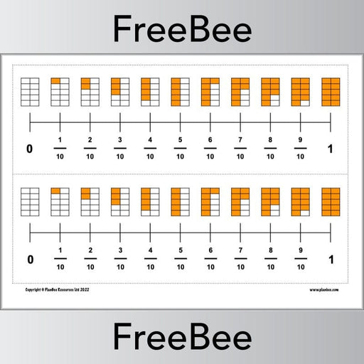 PlanBee FREE Tenths on a Number Line printable by PlanBee
