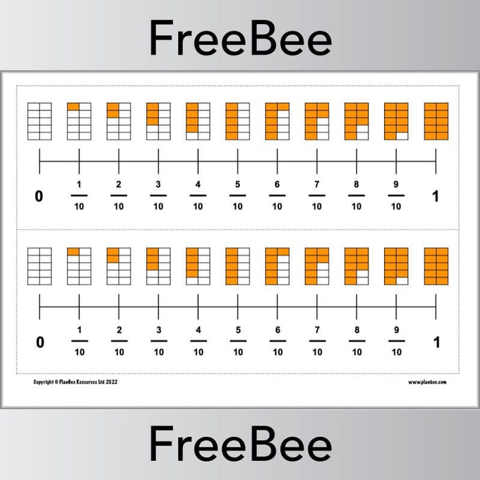 PlanBee FREE Tenths on a Number Line printable by PlanBee