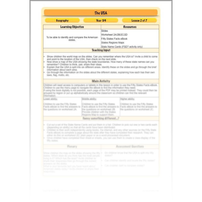 PlanBee The USA: KS2 Geography scheme of work for Year 3 & Year 4