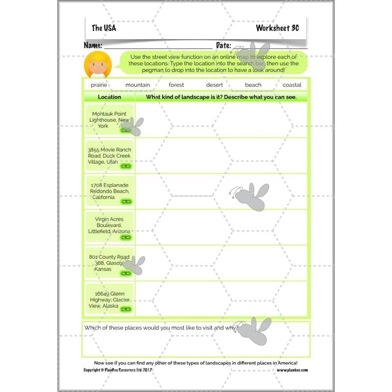 PlanBee The USA: KS2 Geography scheme of work for Year 3 & Year 4