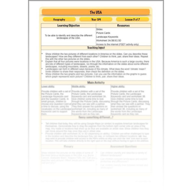 PlanBee The USA: KS2 Geography scheme of work for Year 3 & Year 4