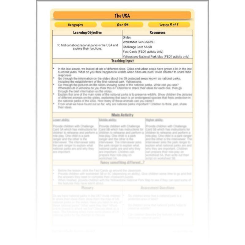 PlanBee The USA: KS2 Geography scheme of work for Year 3 & Year 4