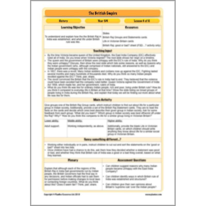 PlanBee British Empire KS2 Year 3 & Year 4 History Pack by PlanBee