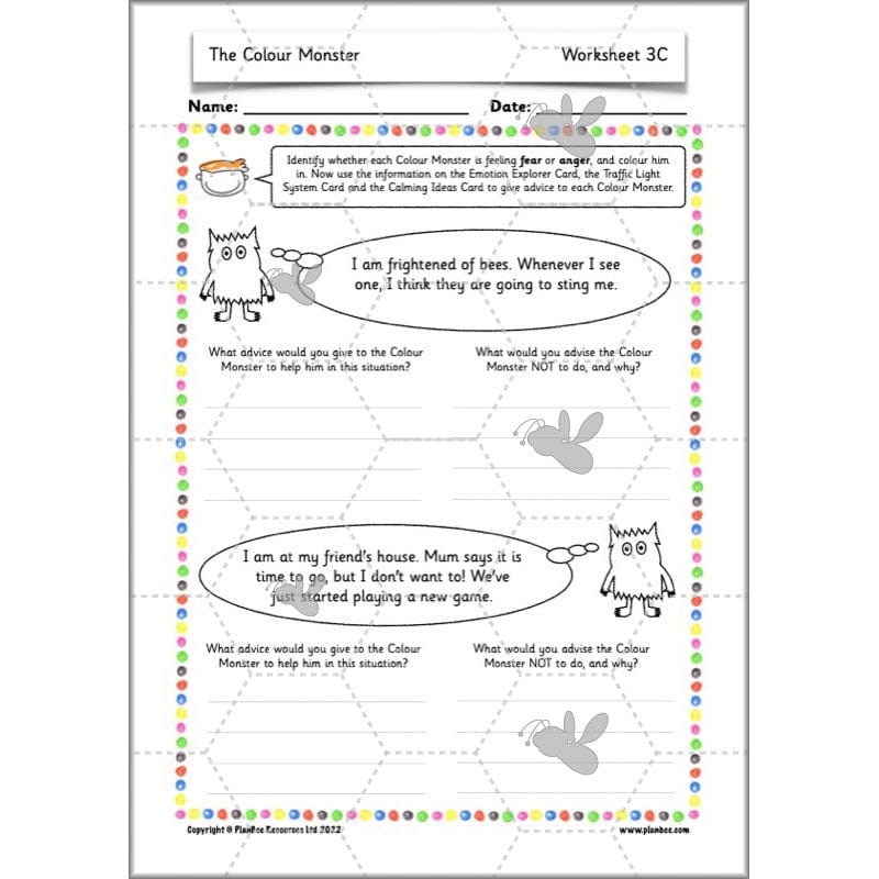 PlanBee The Colour Monster Planning KS1 | Year 2 English lessons