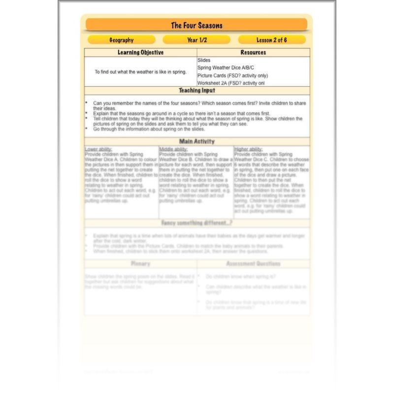 PlanBee The Four Seasons KS1 Lesson Plans, Slides & Worksheets for Year 1 & 2