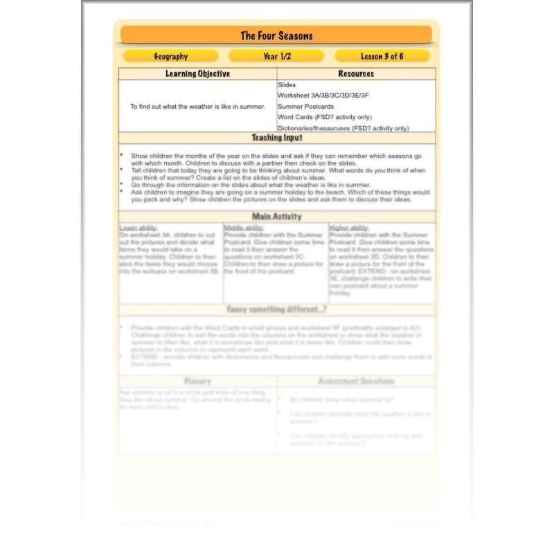 PlanBee The Four Seasons KS1 Lesson Plans, Slides & Worksheets for Year 1 & 2