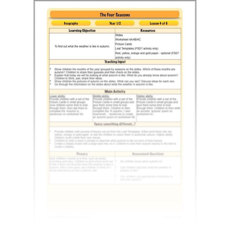 PlanBee The Four Seasons KS1 Lesson Plans, Slides & Worksheets for Year 1 & 2