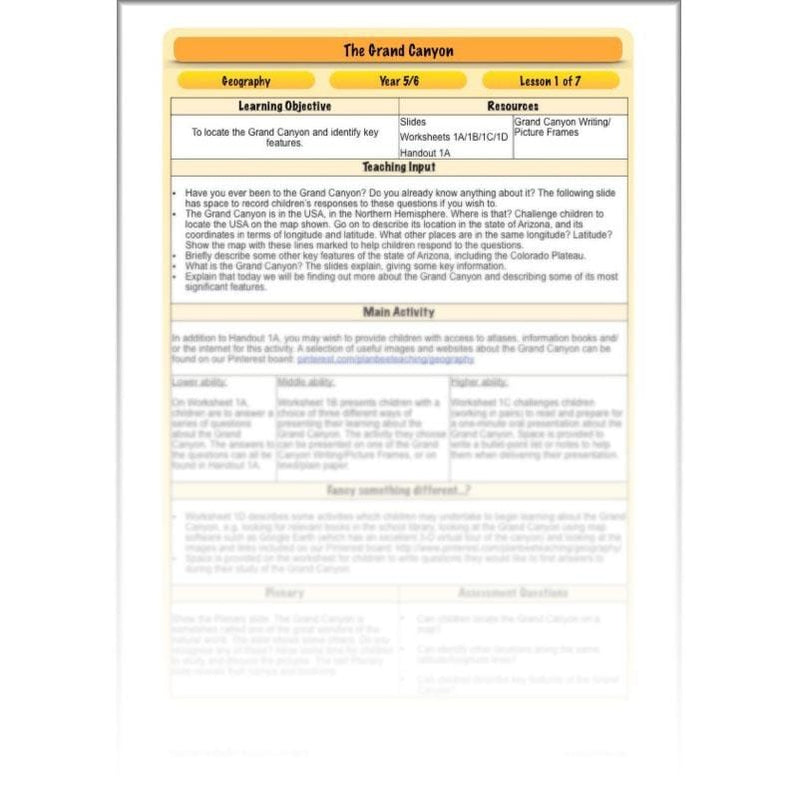 The Grand Canyon KS2 Geography Lesson Plans — PlanBee