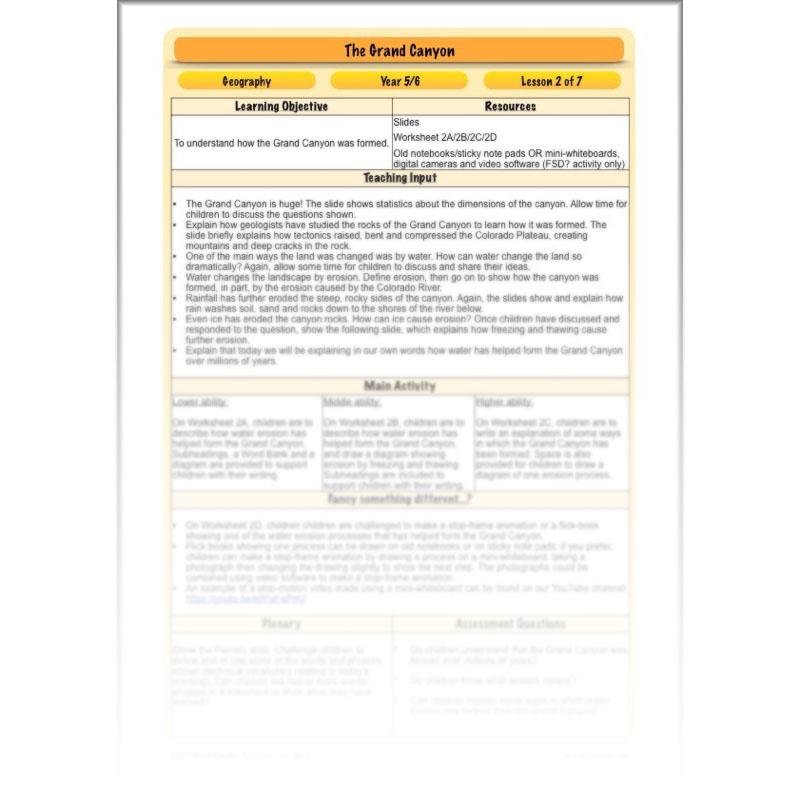 PlanBee The Grand Canyon KS2 Geography Lesson Plans