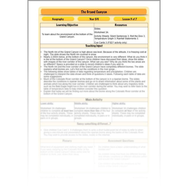 PlanBee The Grand Canyon KS2 Geography Lesson Plans