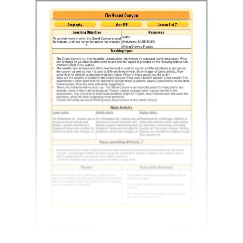PlanBee The Grand Canyon KS2 Geography Lesson Plans