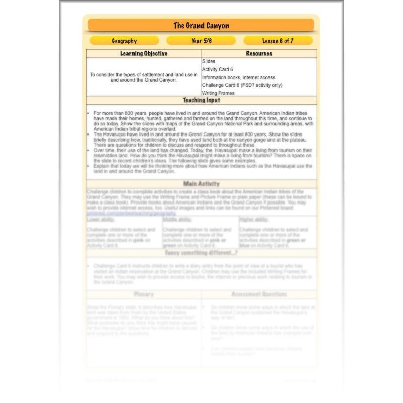 PlanBee The Grand Canyon KS2 Geography Lesson Plans