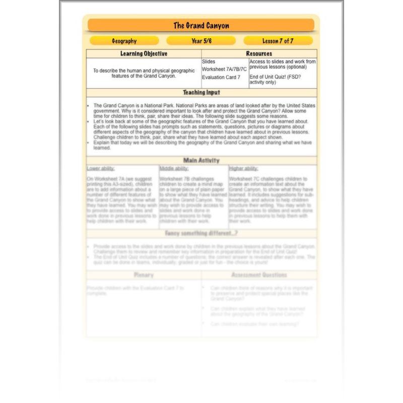 PlanBee The Grand Canyon KS2 Geography Lesson Plans