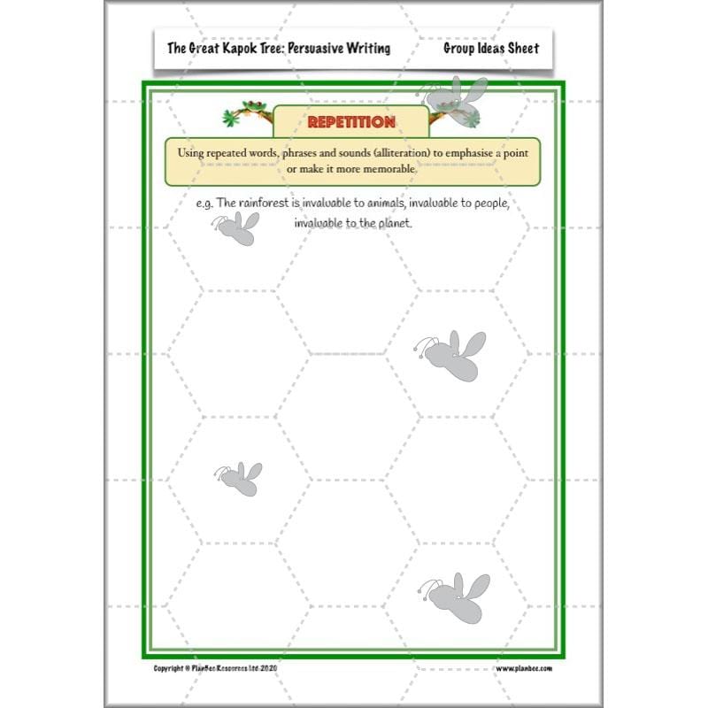 PlanBee The Great Kapok Tree Planning | Persuasive Writing Year 4