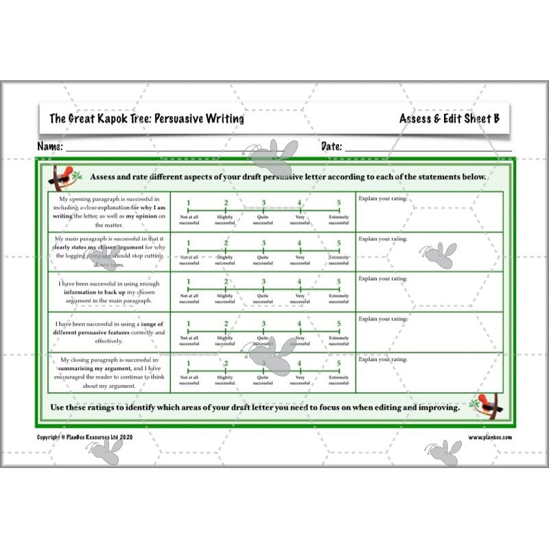 The Great Kapok Tree Planning Persuasive Writing by PlanBee