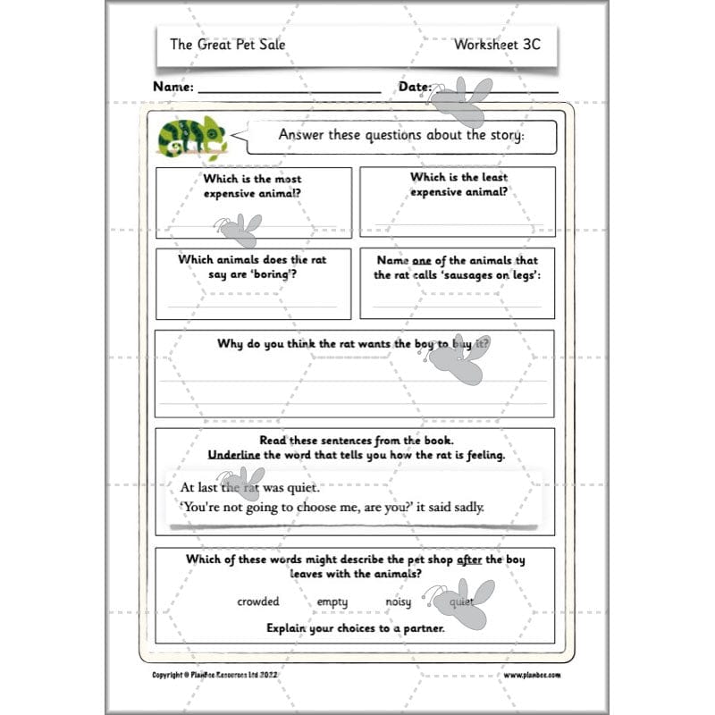 PlanBee The Great Pet Sale Resources KS1 | Year 1 English | PlanBee