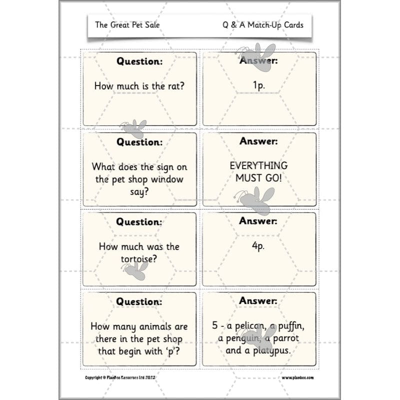 PlanBee The Great Pet Sale Resources KS1 | Year 1 English | PlanBee